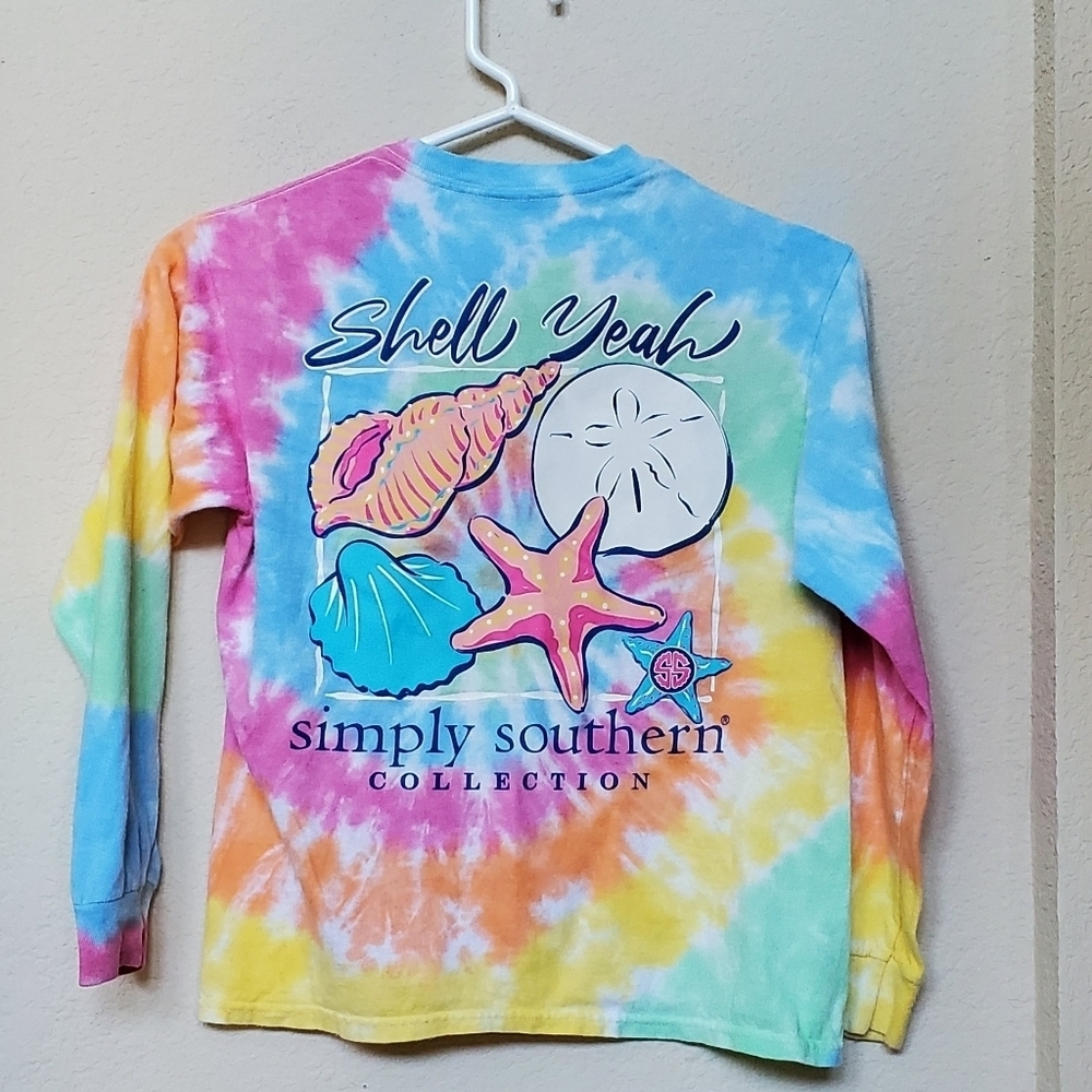 Simply Southern Youth L/S tie dye tee.  Size YM - Picture 3 of 4